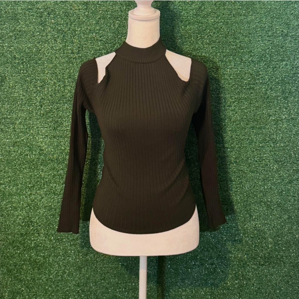 Forever 21 Green Ribbed Cut-Out Bodysuit